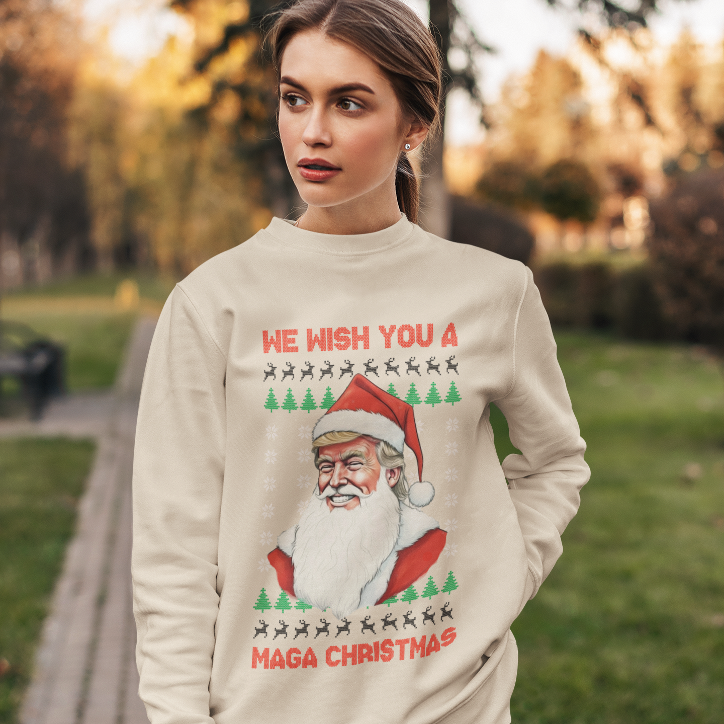 We Wish You A MAGA Christmas Sweatshirt (Cream)