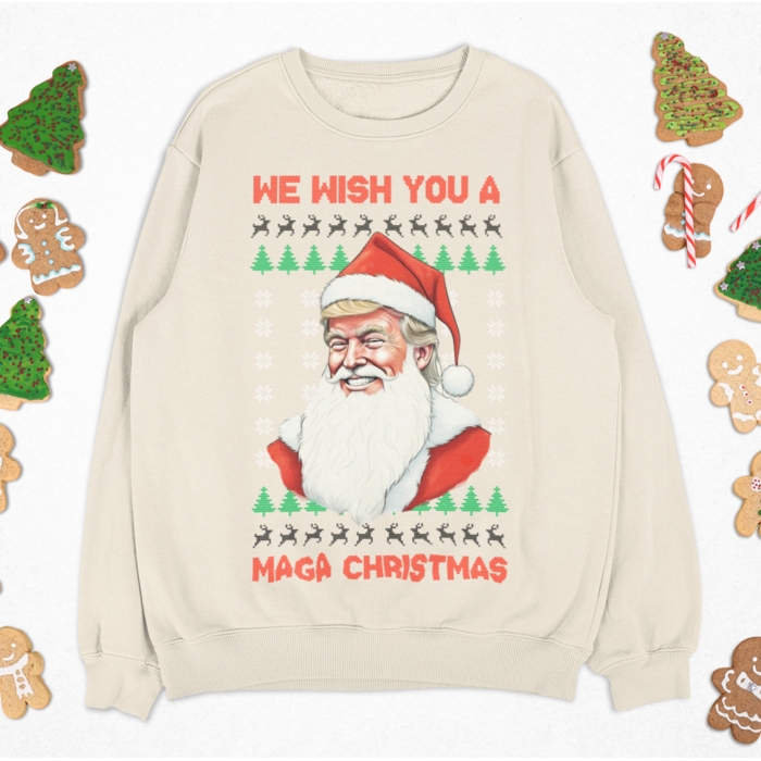 We Wish You A MAGA Christmas Sweatshirt (Cream)